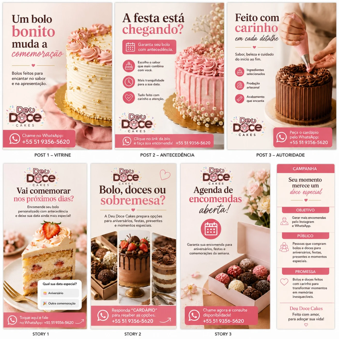 Artes de campanha criadas para Deu Doce Cakes