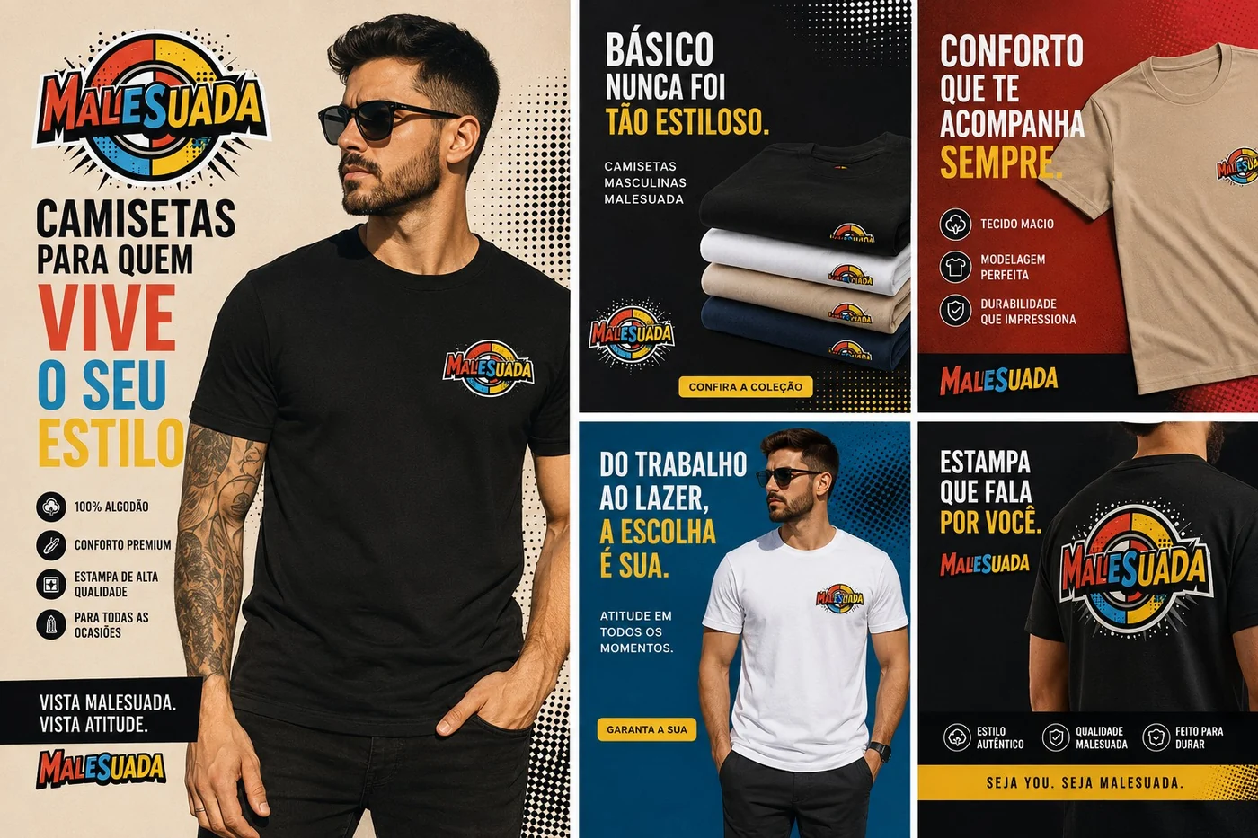 Artes de redes sociais criadas para Malesuada